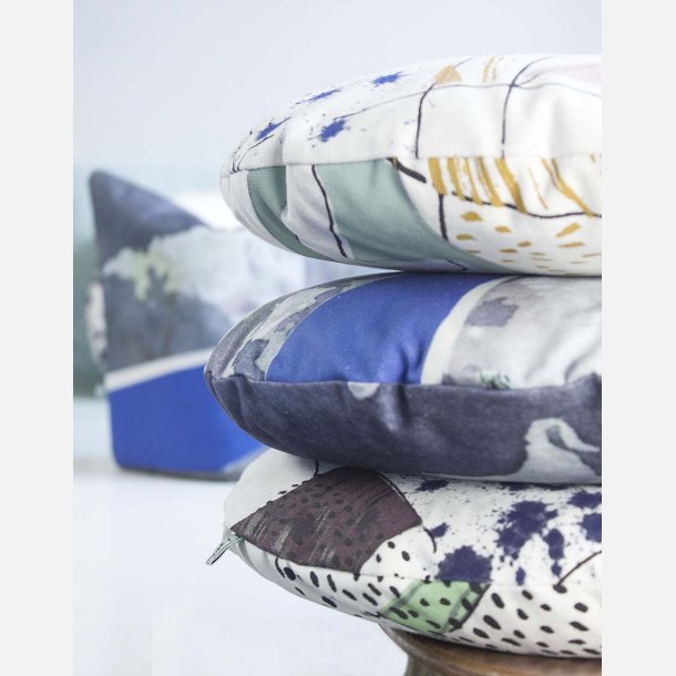 Rund pude collage dia. 40 cm