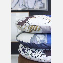 Rund pude collage dia. 40 cm