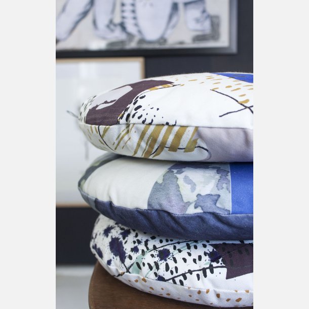 Rund pude collage dia. 40 cm