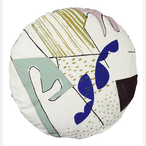 Rund pude collage dia. 40 cm