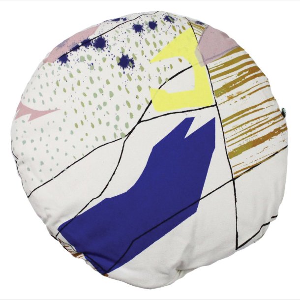 Rund pude collage dia. 40 cm