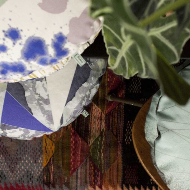 Rund pude collage dia. 40 cm