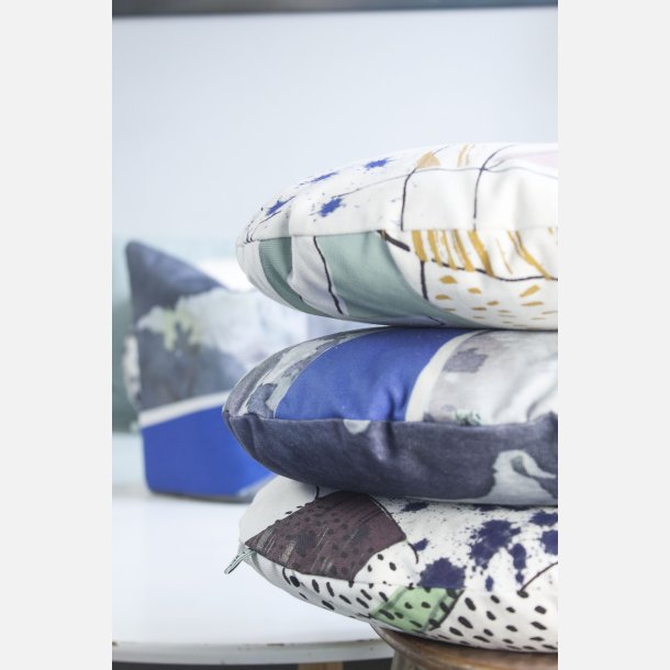 Rund pude collage dia. 40 cm